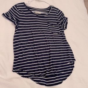 Hollister Striped Navy and White Tee
